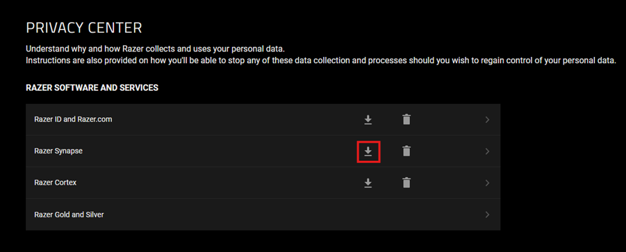 Razer ID Privacy Center