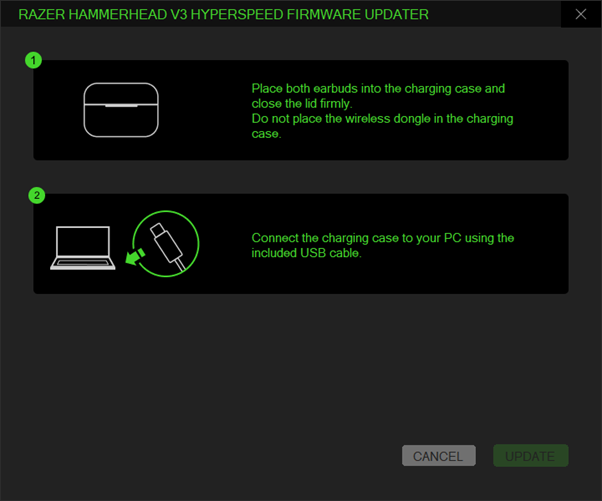 Place the earbuds into the charging case