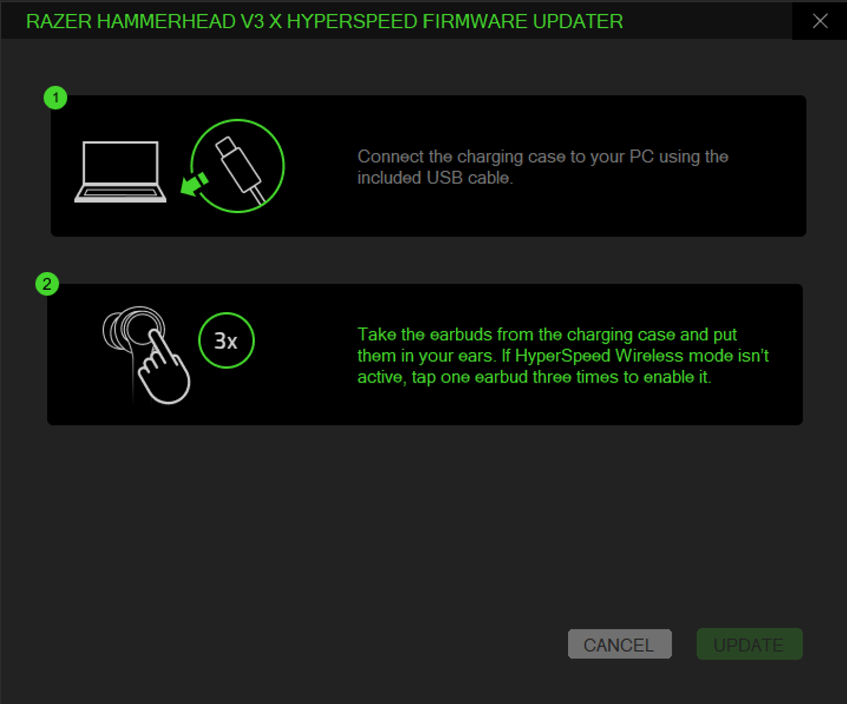 Plug in charging case instruction window