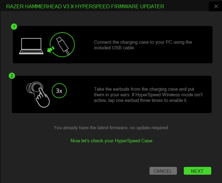 Charging case restart window