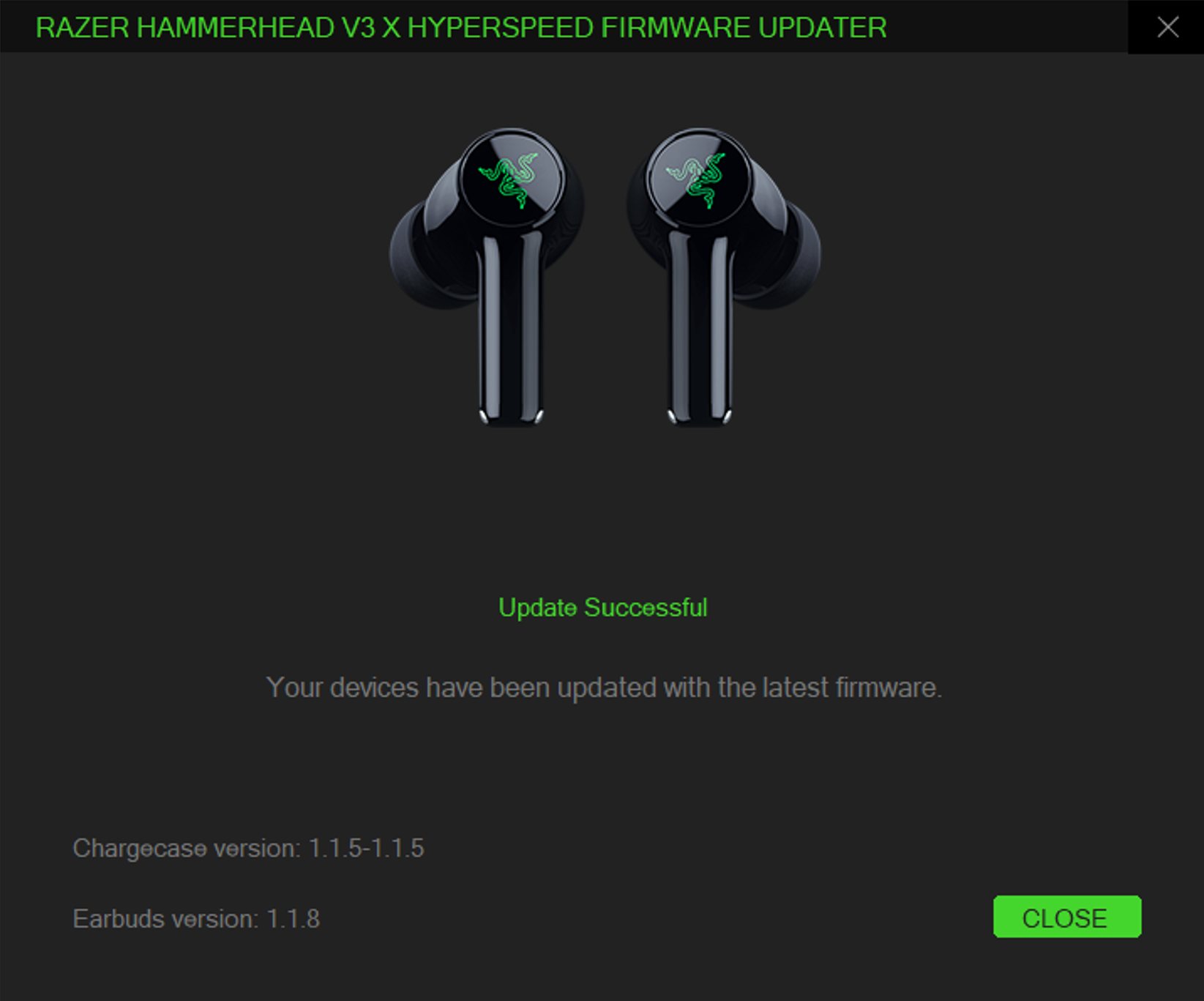 Updater window showing the completion of the update process