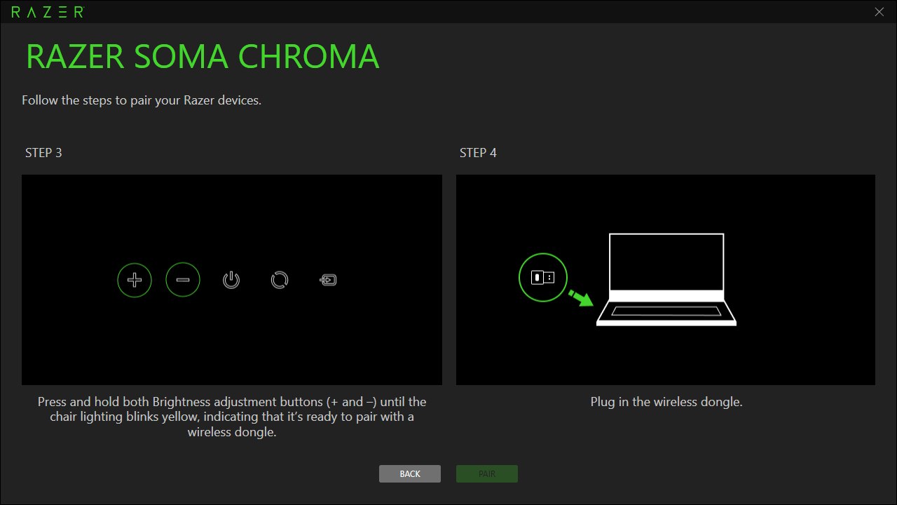 Connect the Razer gaming chair to a power bank or USB power adapter.