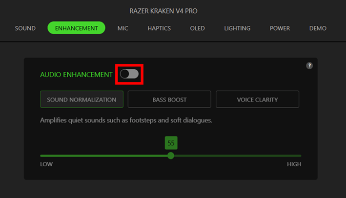 Enhancement tab window