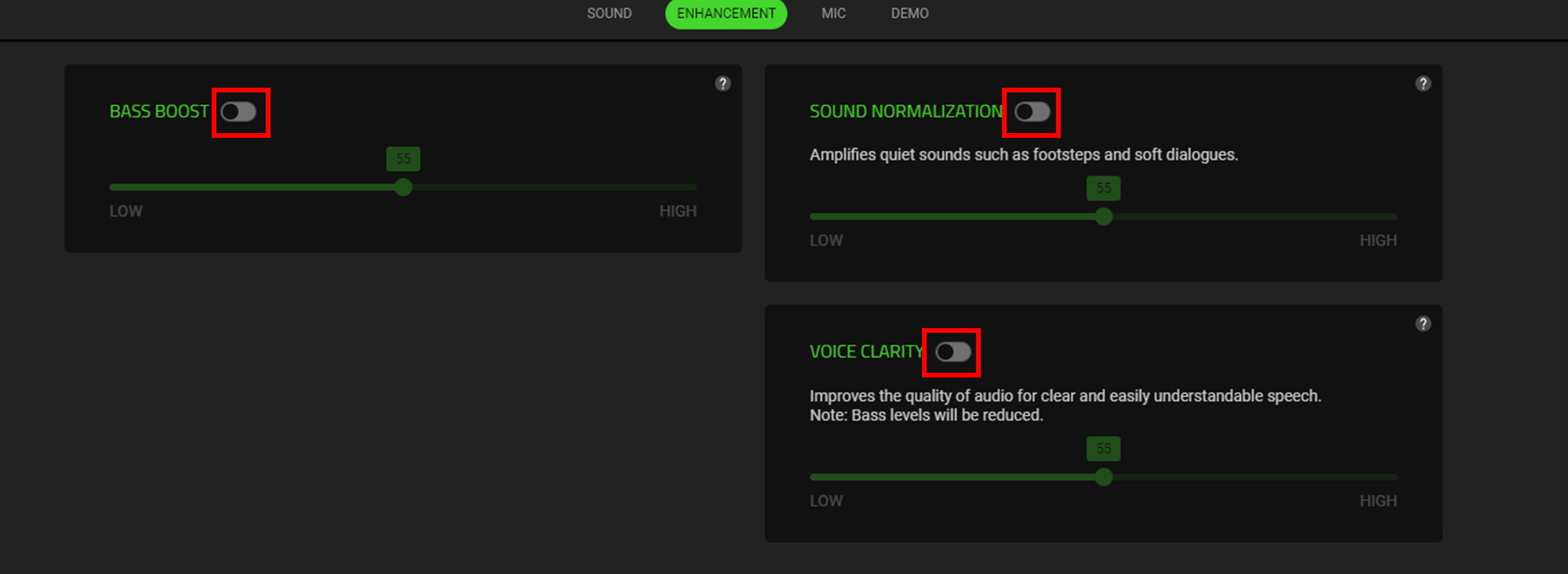Disable all enhancements