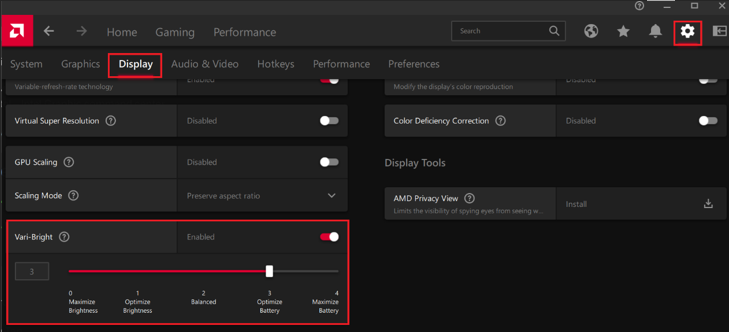 AMD Software Display Settings