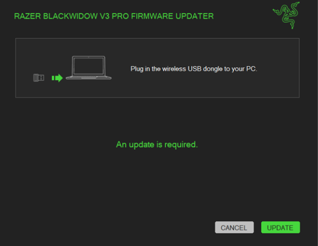Location of the UPDATE button.