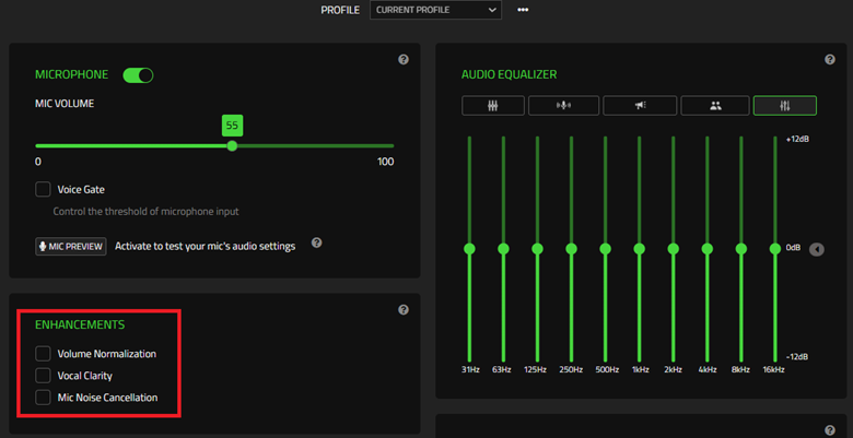 Razer Synapse 4 window showing unchecked boxes