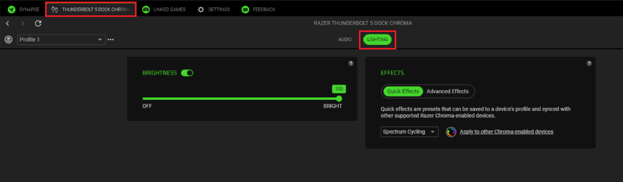 Razer Thunderbolt™ Dock Chroma Lighting