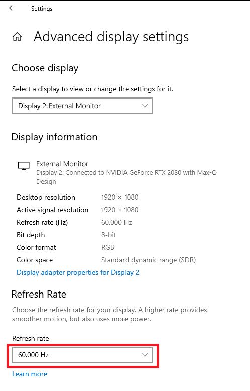 choose a refresh rate