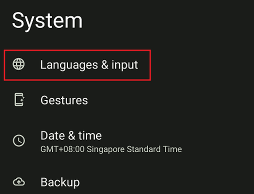 Location of Languages & input