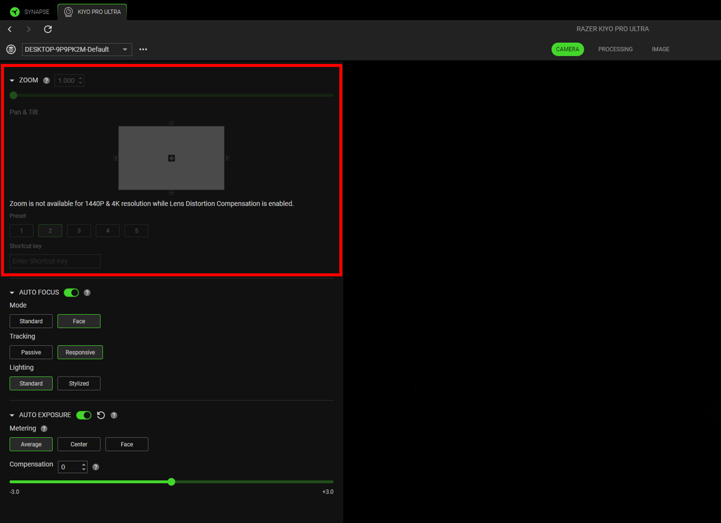 How to change the field of view on the Razer Kiyo Pro Ultra