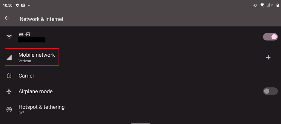 Razer Edge Mobile network settings