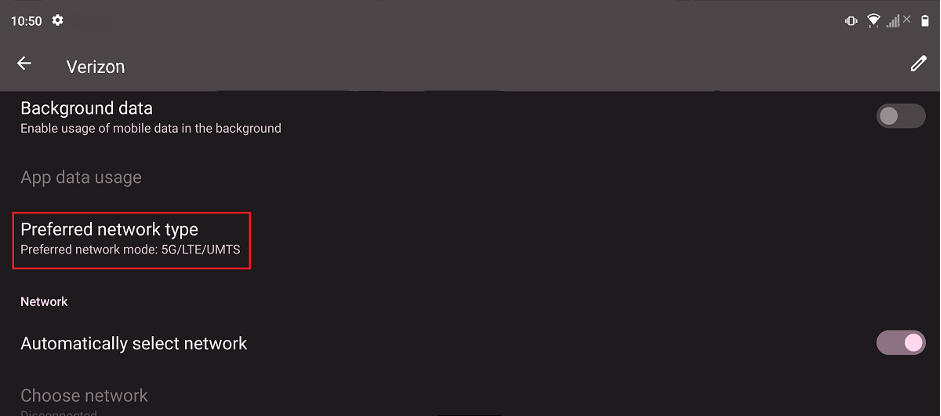Razer Edge Preferred network type