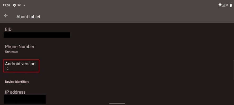 Razer Edge About tablet Settings