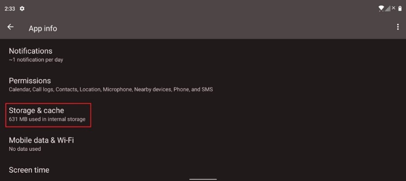 Razer Edge Storage and cache under App info