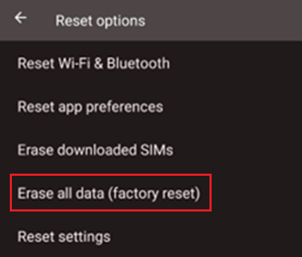 Location of the factory reset button.
